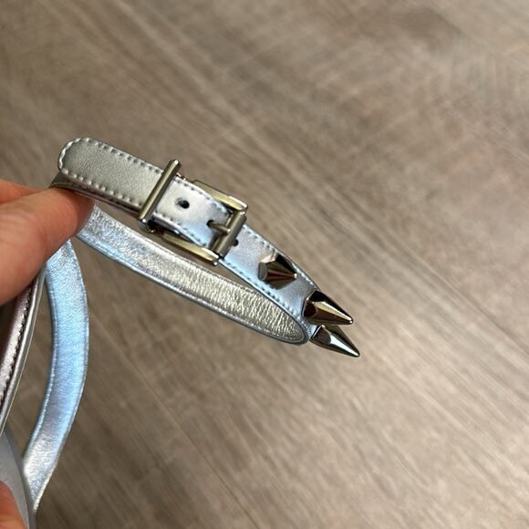 NIB ALEXANDER MCQUEEN Women’s Silver Punk Stud Metallic Ankle-Strap Sandals - Picture 11 of 15